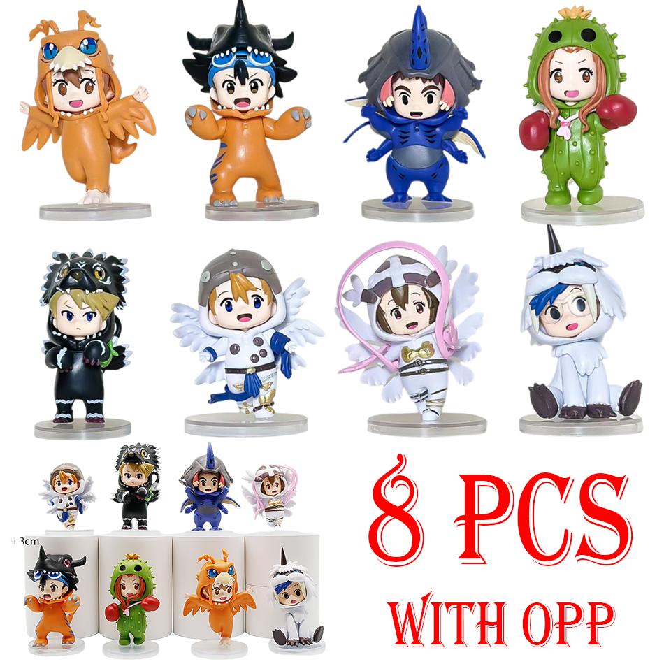 Interesting Toys Digital Monster 8Pcs/Set Digimon Adventure Doll Clothing Series Greymon/Blackwargreymon Action Figure Anime Ornaments Model Toy
