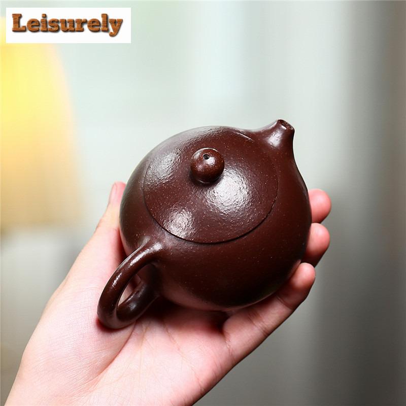 140ml Elegant Yixing Purple Clay Teapots Handmade Xishi Pot Raw Ore Purple Zhu Mud Kettle Chinese Zisha Tea Set Tableware Craft