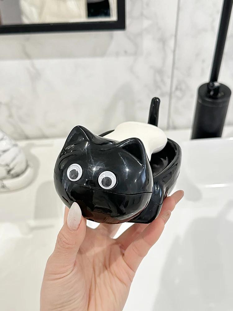 Cartoon Cute Cat Bathroom Soap Box Creative Cat Soap Box Drainage Toilet Rack Cute Soap Fat Rack Bathroom Decoration