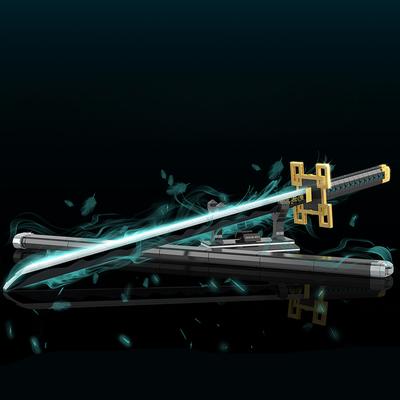 Demon Slayer Katana Knife Nichirin Sword Tokitou Muichirou Model Building Blocks Bricks Weapon Toys Gift