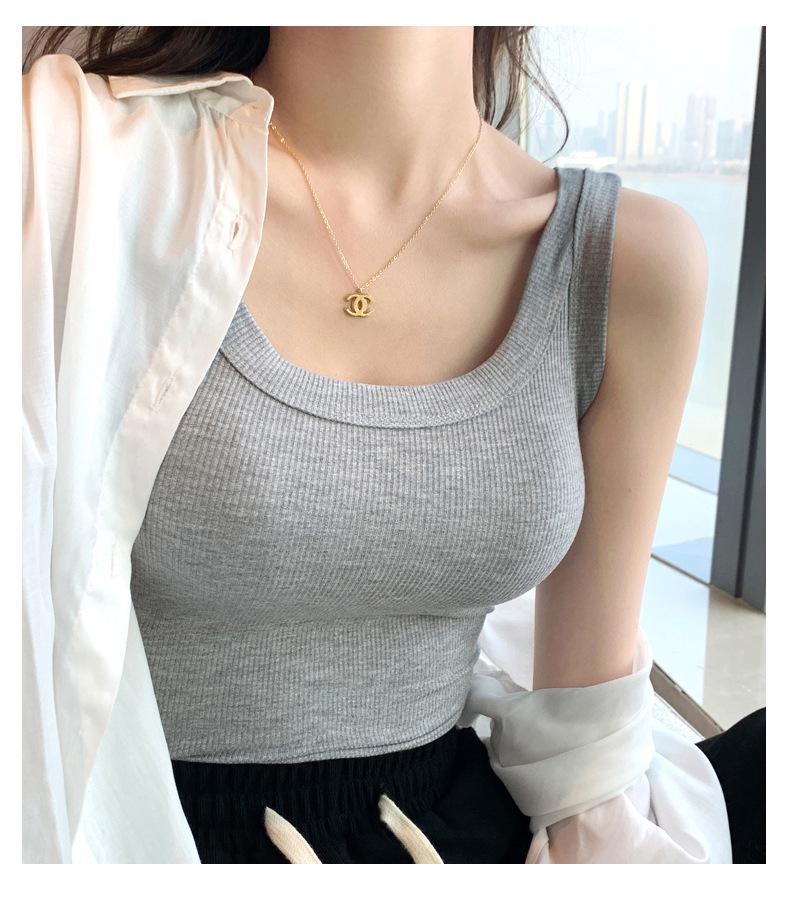 H523 Slim Fit Sleeveless Camisole for Women – Versatile Summer Vest, Ideal for Both Inner and Outer Wear, Provides Side Breast Coverage.