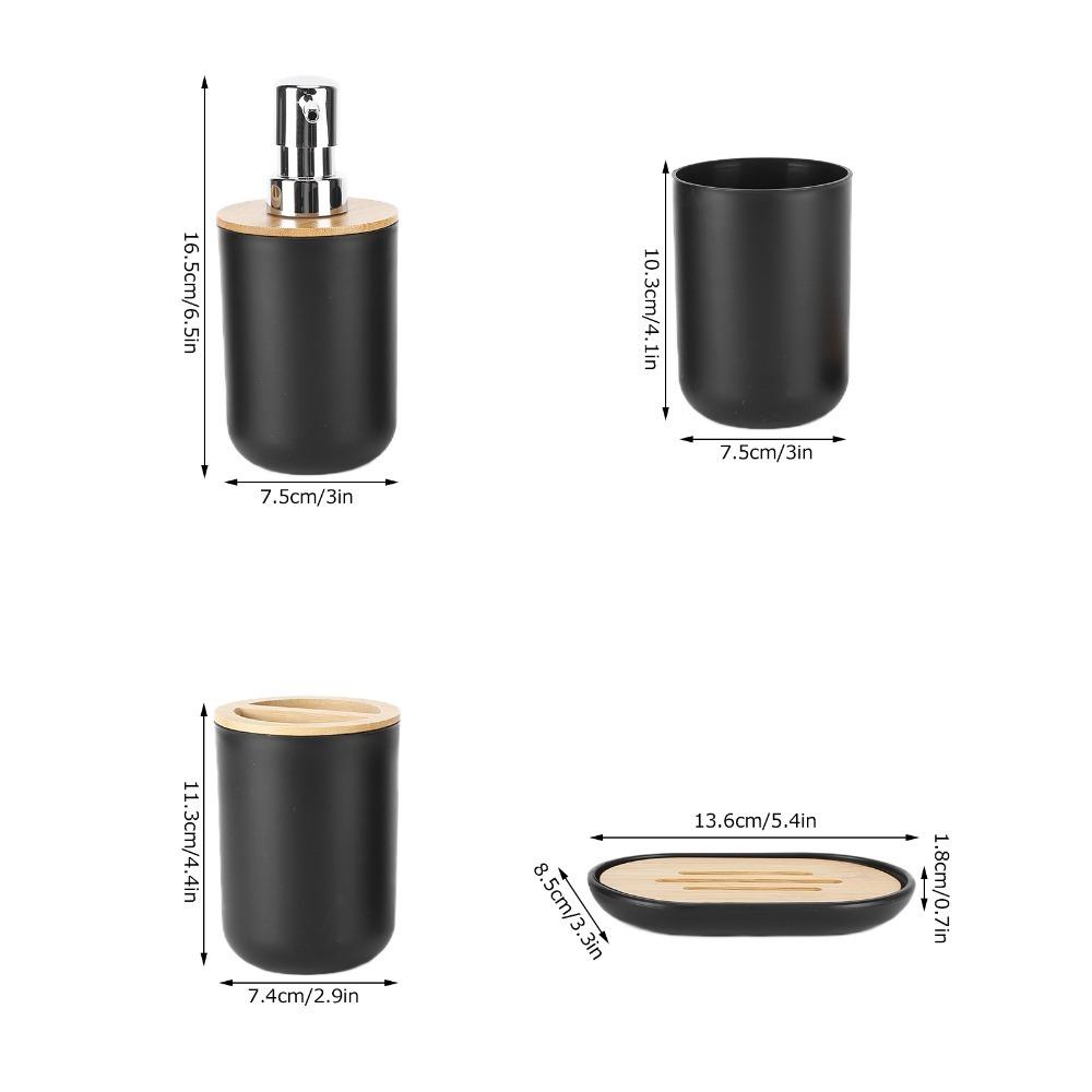 

4-Piece Toothbrush Cup Set Black White Gray Bathroom Supplies Set Washroom Bathroom Counter чёрный