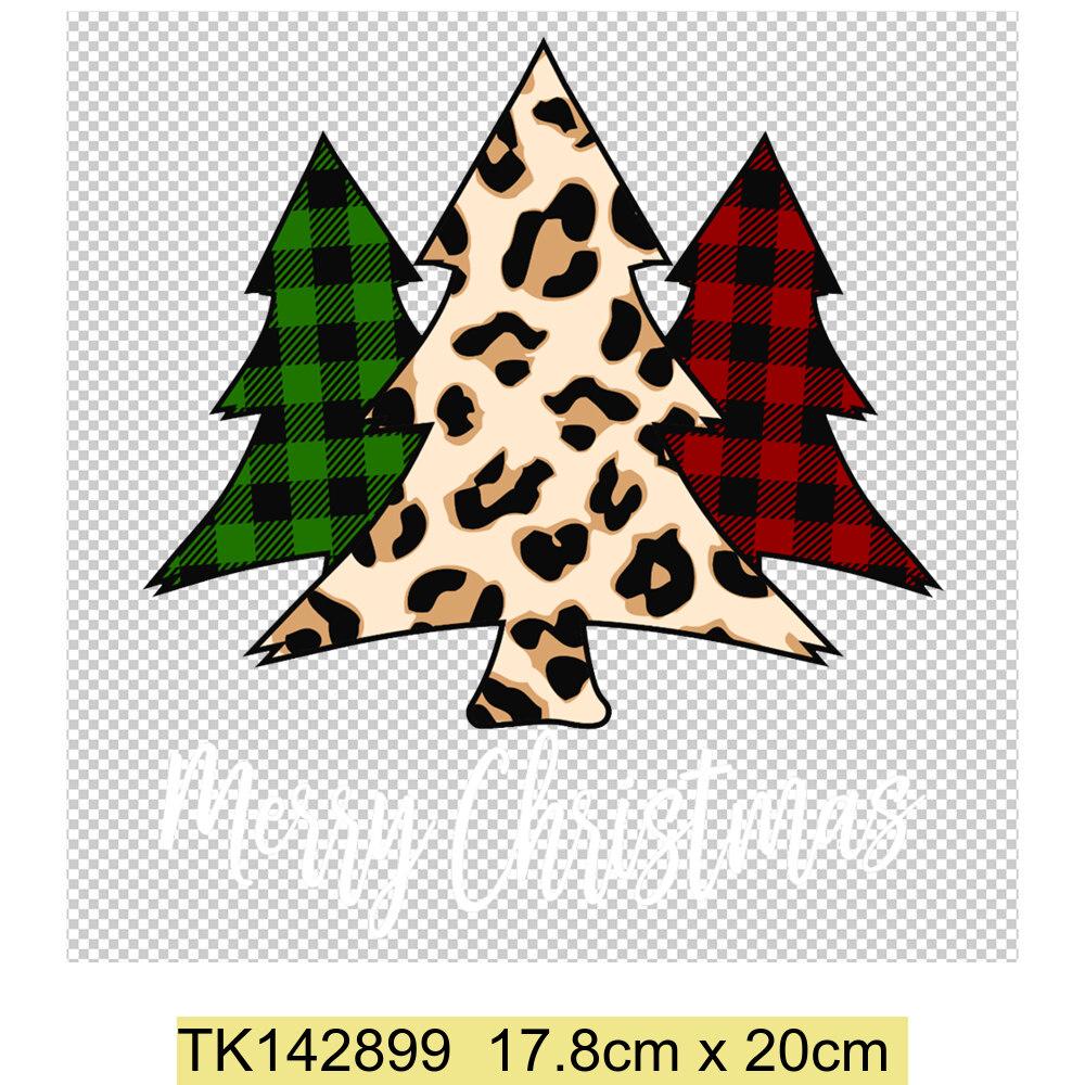 Christmas Tree Deer Heat Transfer Adhesive Patches T-Shirt Appliques Clothes Children's School Bag Decoration Print Holiday Gift
