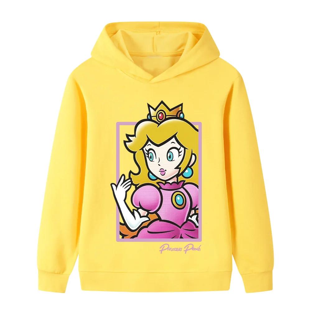 Mädchen Neuer Super Mario Prinzessin Cartoon Print Hoodie Herbst / Winter Outdoor Bequem Weich Kinder Woll-Kapuzensweatshirt