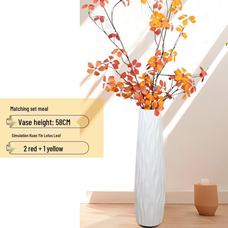 Large Modern Nordic Ceramic Floor Vase: Black & White Minimalist Design for Dried Flowers and French Arrangements In Living Room