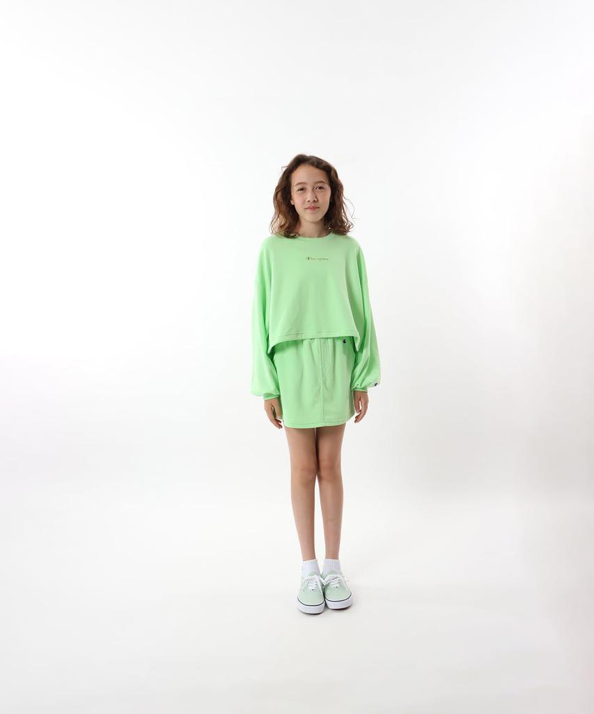 Champion Long Sleeve Crew Neck Sweatshirt with Script Loose Light Green Kids' Logo, Fit, (CK-Z003)