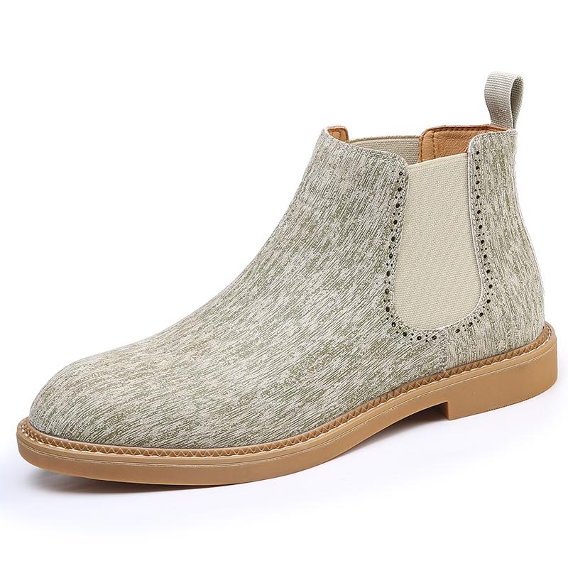 Elegantes Mens Chelsea Boots Pointed-Toe High Top Shoes Classic Leather Slip-On Ankle Boots New Arrival Male Botas Walking Shoes