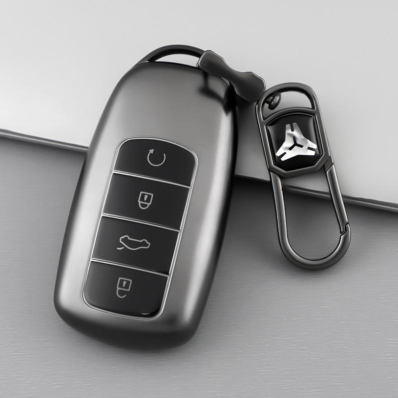 Chery Exeed Key Case for Tiggo 7, TX, Lanyue/Lingyun, Zhuifeng - Titanium Gold Gray with Buckle
