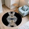 Black Rabbit pattern round rug,Carpet Rug for Living Room Bedroom Sofa Playroom Decor,Non-slip Floor Mat,Holiday Gifts and Birthday Gifts