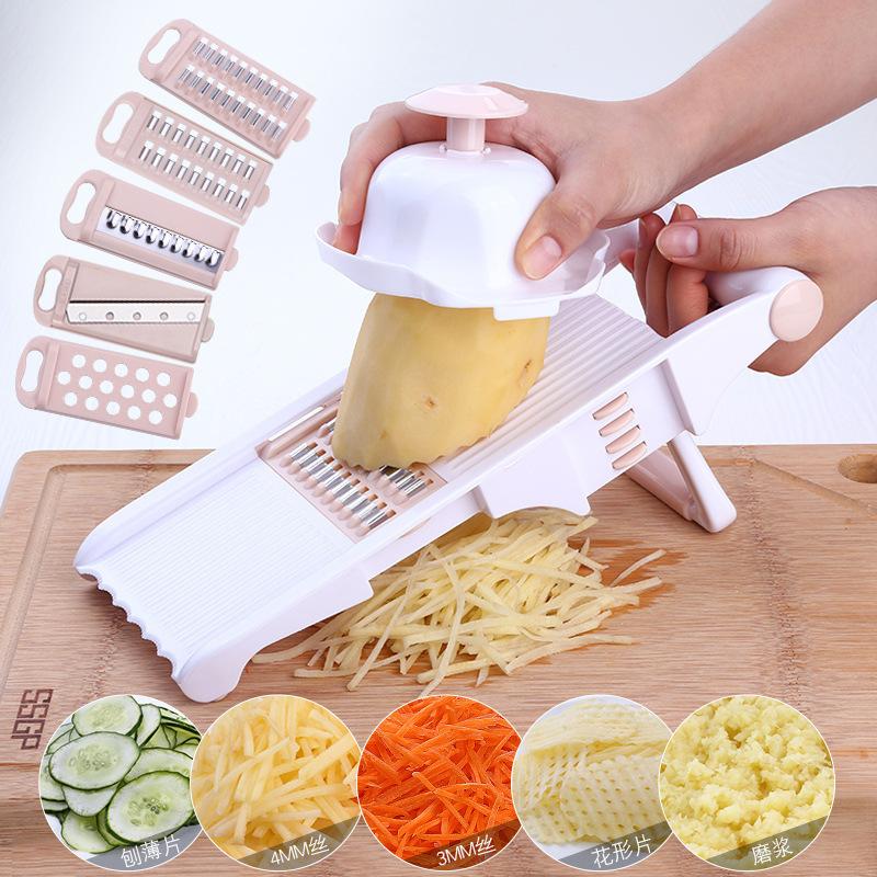 Stainless Steel Manual Vegetable Cutter, Kitchen Slicer, Interchangeable Blades, Mandoline Potato Peeler, Carrot Grater, Dicer,
