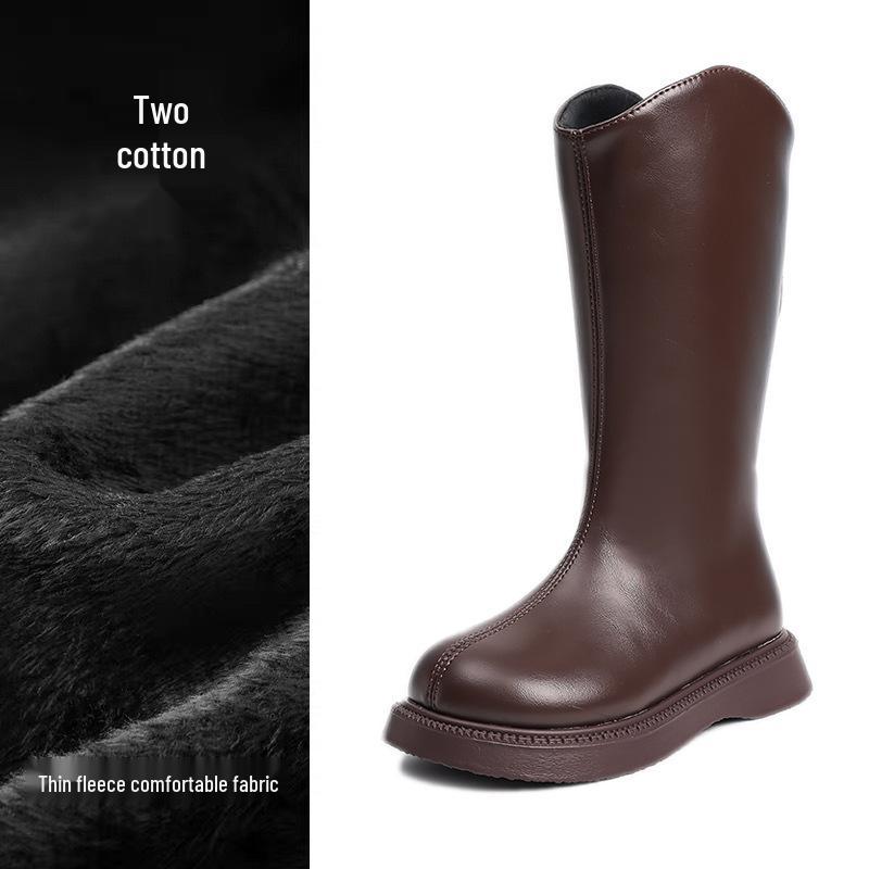 Girls' Knee-High Leather Boots 2025 - Fleece-Lined Autumn/Winter Martin Boots