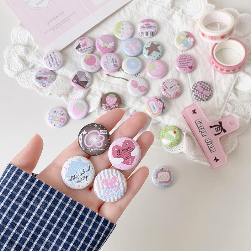 6Pcs Cute Kawaii Cartoon Button Badges Assorted Pastel Designs Smooth Surface For Backpack Decoration Diy Crafts Gifts For Teen