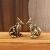 Antique Brass Lucky Nine Tailed Fox Figurine, Feng Shui Ornament, Copper Animal Miniature, Office Desktop Craft, Home Decoration Accessory