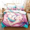 Kawaii Minato Aqua Anchor Logo Graphic Bedding Set Duvet Cover With 2 Pillowcases Teen Room Decor All Season Gift