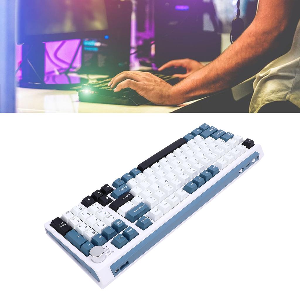 Teclado Mecânico Sem Fio   Conexão 2.4G USB C Hot Swappable Teclado para Jogos e Digitação Retroiluminação RGB Layout Compacto 75%
