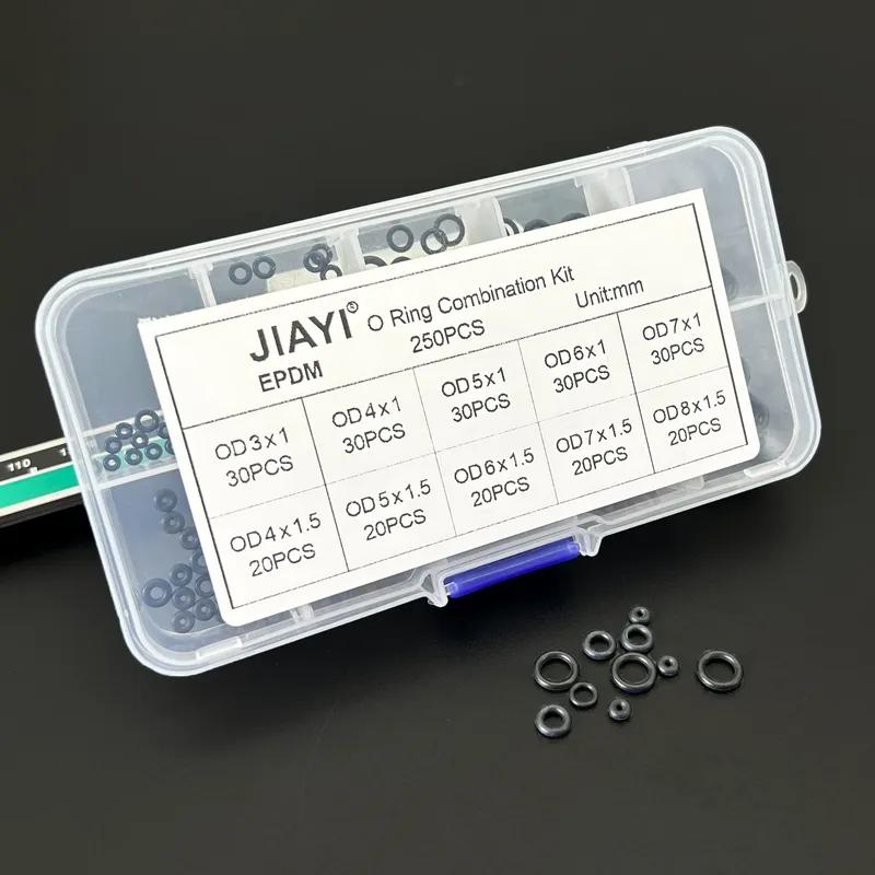EPDM Rubber O-ring Combinaton Kit 1-box 250 Pcs Acid Alkali Corrosion Resistant Aging-resistant Black O-type Sealing Ring