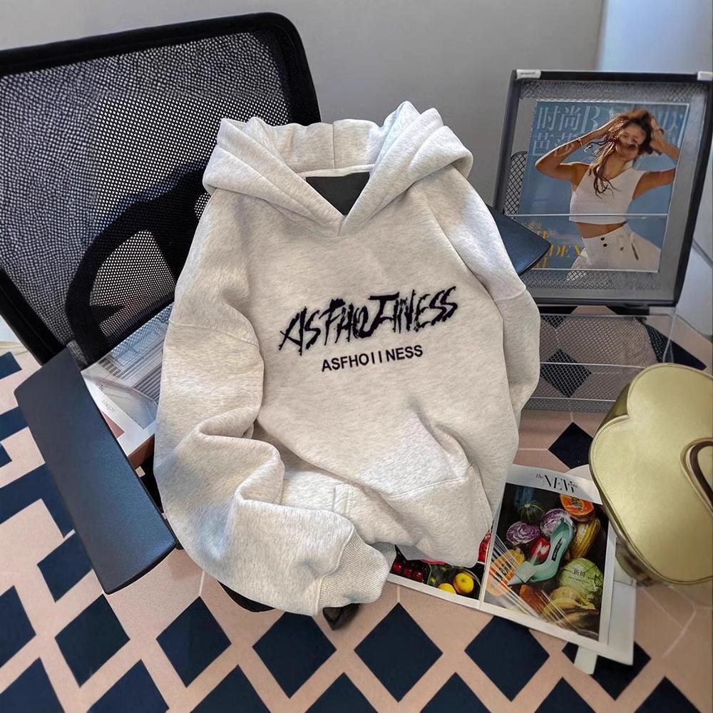 

Autumn/Winter 2024 Heavyweight 500G Versatile Letter Print Hooded Sweatshirt - Loose Fit, Lazy American Style for Couples L