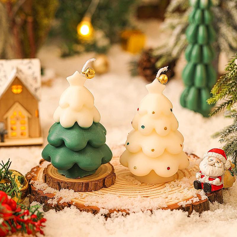 Christmas Trees Aromatic Candles for Table Decoration and Accessories Xmas Guest Gift Candles Soywax