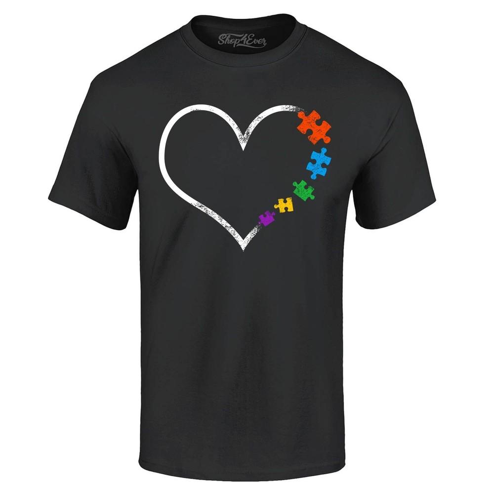 

Autism Love Heart Puzzle Pieces T-shirt Autism Shirts S