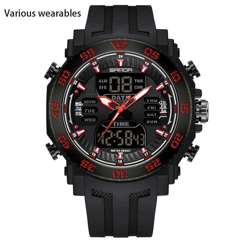 New Style Men's Watch Fashion Trend Youth Electronic Watch Multi-function Steel Ring Watch