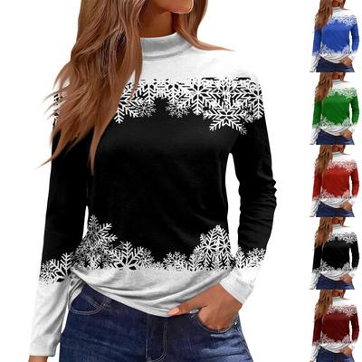 Damer Höst Vardaglig Långärmad Skjorta Sweatshirt Vintage Tryckt Höghalsad Topp Pullover