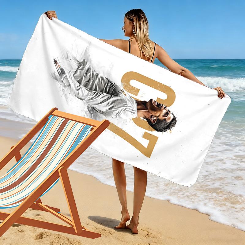 Asciugamano da Spiaggia con Stampa di Cristiano Ronaldo, Asciugamano Grande Morbido ad Asciugatura Rapida per Spiaggia Campeggio Nuoto
