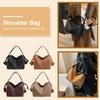 Retro Faux Suede Shoulder Bags Solid Color Tote Handbags Chic Casual Commuting Bag Large for Women Ladies Work Travel Commuting