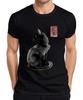 Japanese Black Cat Kanji Calligraphy Ink Japan Kitten Men's T-Shirt