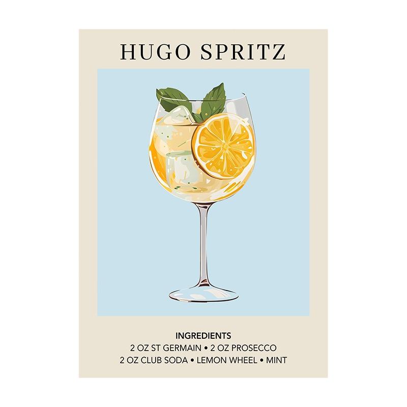 Cocktail Art Decor Poster Watercolor Retro Drink Print Minimalist Elegant Sophisticated Wall Art Picture for Home Decoration