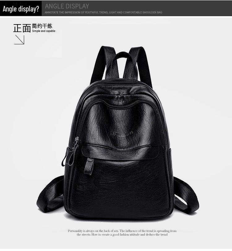Versatile Women's PU Leather Backpack Handbag – Large Capacity, Casual Schoolbag