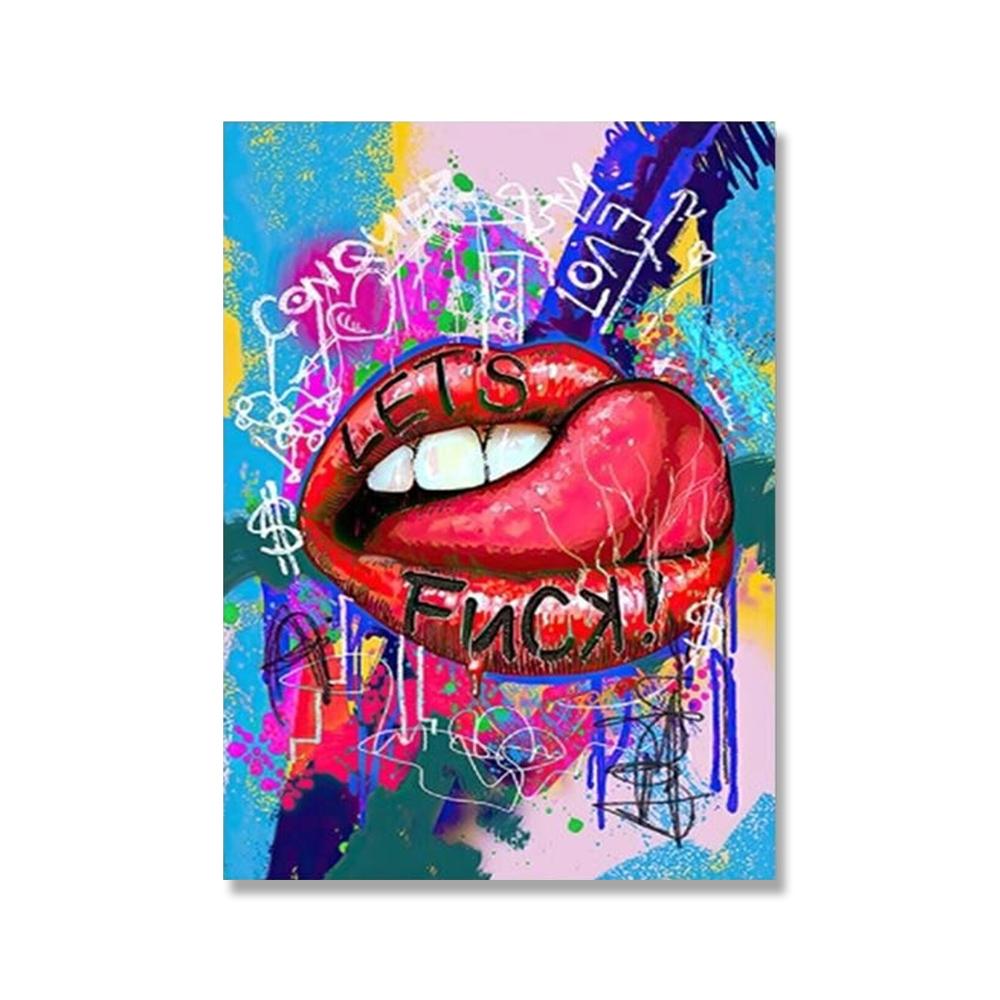 Modern Graffiti Art Sexy Colorful Lips Picturs Canvas Painting Oil Painting Modern Posters Wall Art For Living Room Home Decor