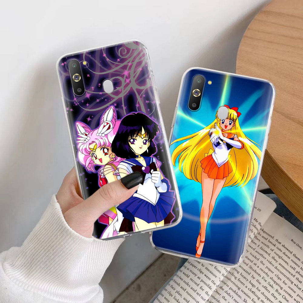 Transparent Case for Samsung A04 A14 A23 M33 M53 Realme 10 9 C35 C55 VIVO X80 Infinix Hot 30 Note 11 Tecno Spark 8P Pro W-67 Sailor Moon Girls