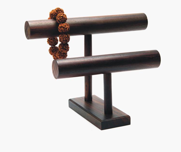 Rosewood Double-Layer Jewelry Stand: Bracelet & Watch Display Rack for Home Storage
