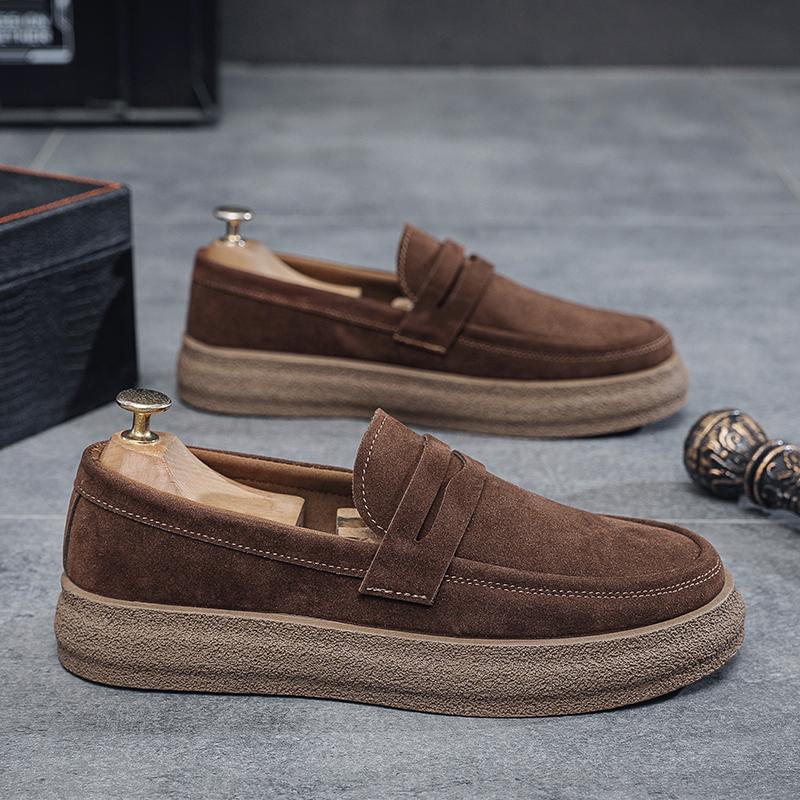 Fashion Spring Khaki Casual Loafers Men Comfortable Breathable Suede Casual Shoes Man Slip-On Platform Shoes For Men zapatos para hombre