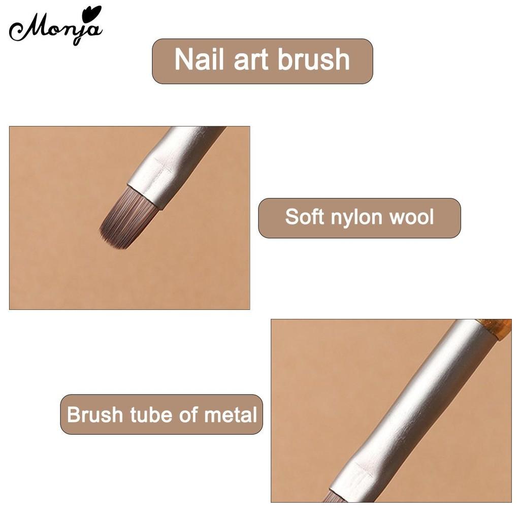 monja Nail Art Brush Stripes Thin Liner Floral Painting Drawing 6 Styles Heads French Gradient Crystal Acrylic UV Gel Extension DIY Manicure Tools