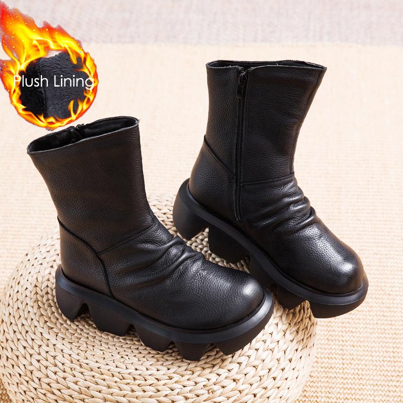 

2024 зимние новые женские ботинки из натуральной кожи в винтажном стиле, обувь на платформе, роскошные мягкие удобные осенние женские туфли на танкетке 40