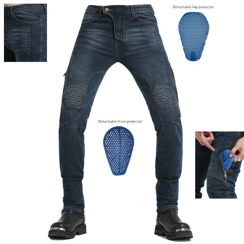 Motorcycle Jeans Men's Slim-fit Elastic Locomotive Pants, Riding Off-road Racing Anti-drop Pants