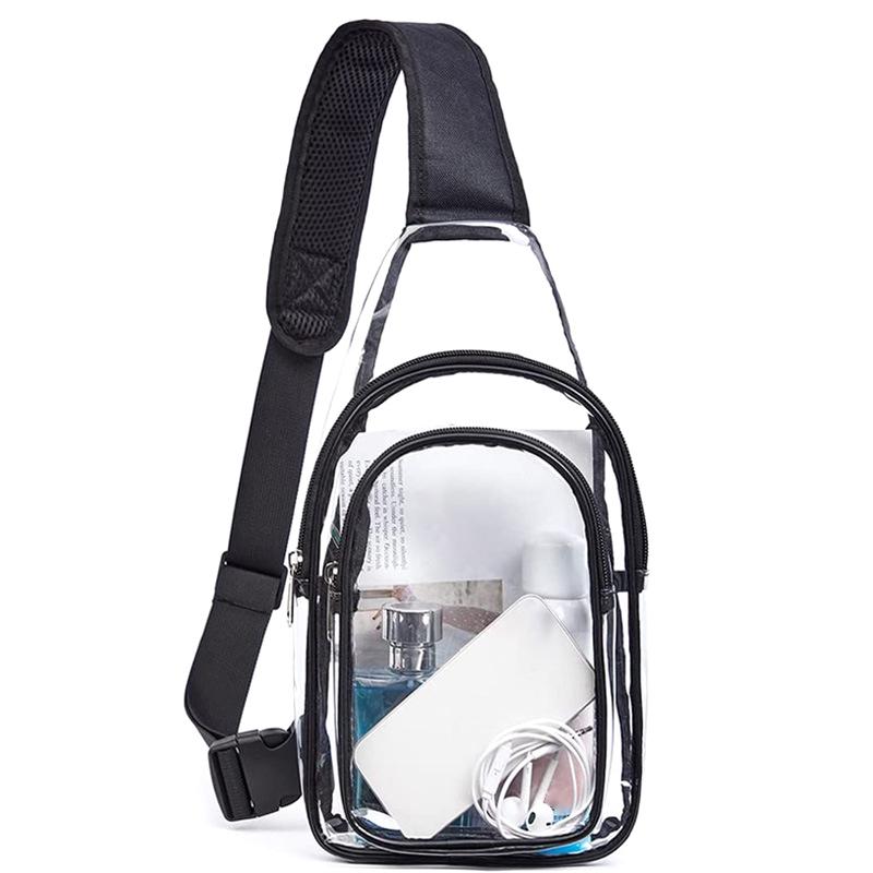 Transparent Double Layer Shoulder Bag Fashion Simple PVC Clear Crossbody Bags Waterproof Outdoor Sports Chest Bag