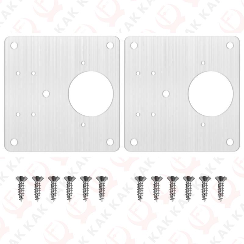 

KAK 8pcs Hinge Repair Plate Brushed Stainless Steel Cabinet Hinge Fixing Plate Bracket Kit with Mounting Screws Door Hardware 2 Pack