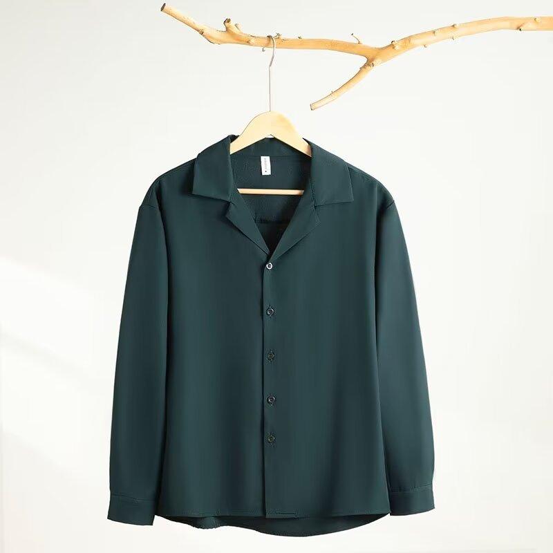 Men's long-sleeved shirt solid color shirt men's slim fit large size shirt jacket