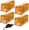 Small Mouse Trap, Trap Cage, Step-Type, Bait Trap, Mouse Trap, Sticky Sheet, Reusable, Easy To Set Up, 16.5x5.5x6.5cm (Brown, Pack of 4)
