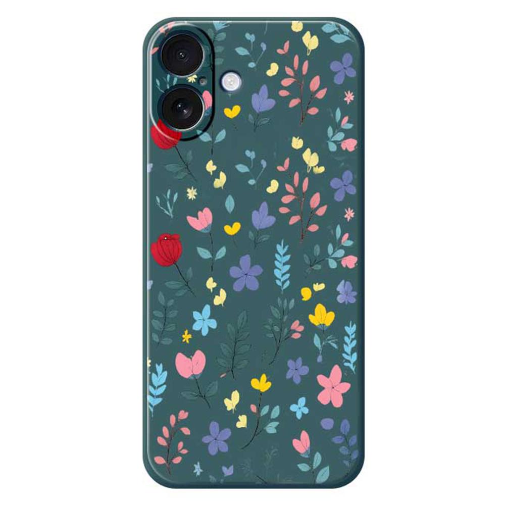 For iPhone 17 Case Colorful Flower Branches Pattern Printing Straight Edge TPU Phone Back Cover