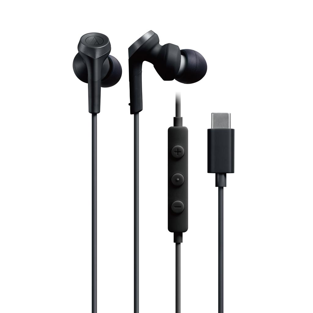 BK Wired with USB Deep Compatible with Black Audio-Technica ATH-CKS330C Earphones, 1.2m Cable, Microphone, Type-C, Bass, In-Ear, PC, Windows, Mac,