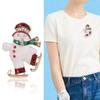 Blucome Cartoon Oil Dripping White Skating Snowman Brooch Girl Scarf Christmas Cute Accessory Pin