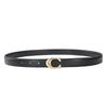 Chic Versatile Women's Thin Leather Waist Belt with Simple Letter Buckle - Black, Ins Style, Light Luxury.