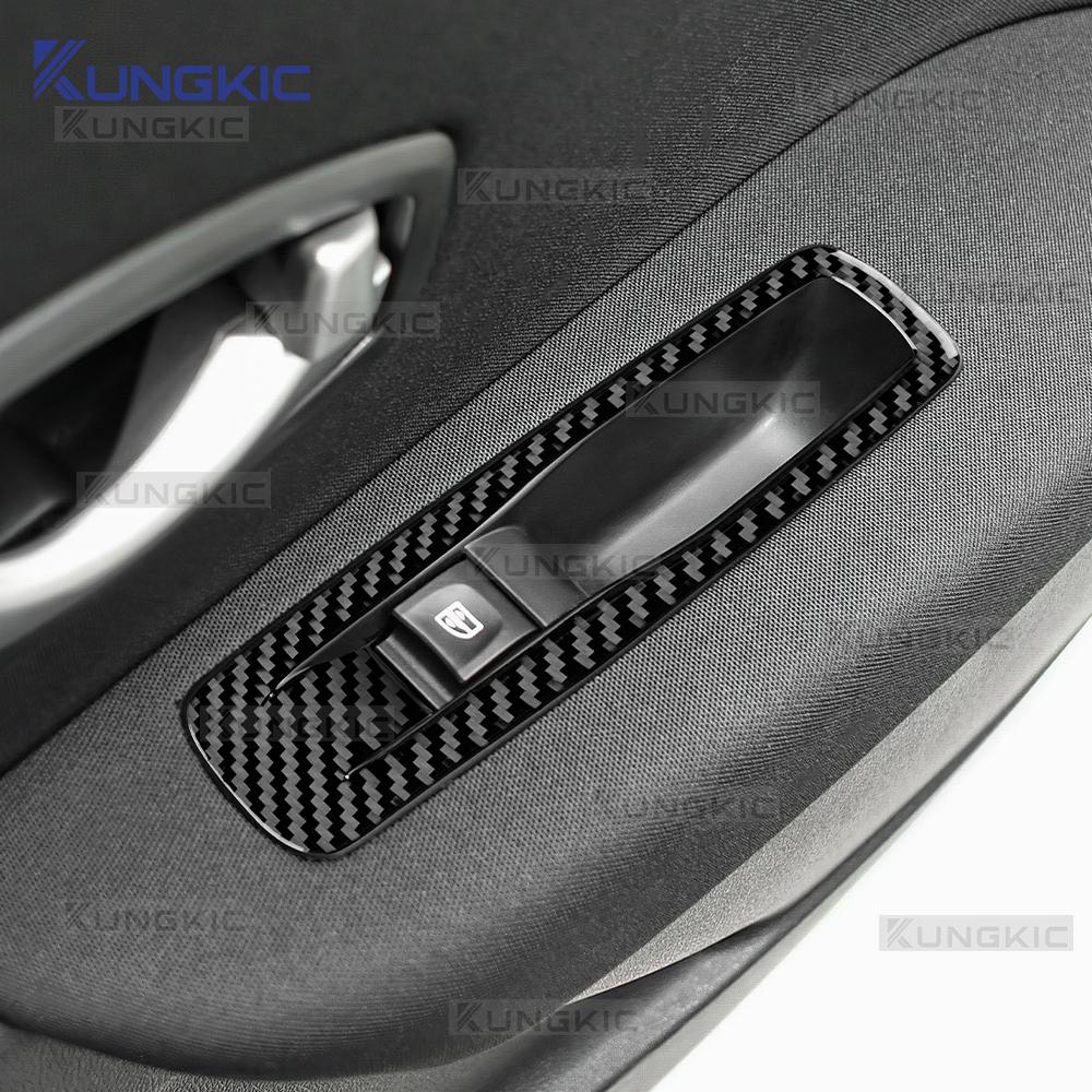 Für Renault Fluence 2009 2010 2011 2012 2013 2014 Echter Weicher Kohlefaser-Aufkleber LHD Auto-Fensterheber-Knopf Rahmen Zubehör