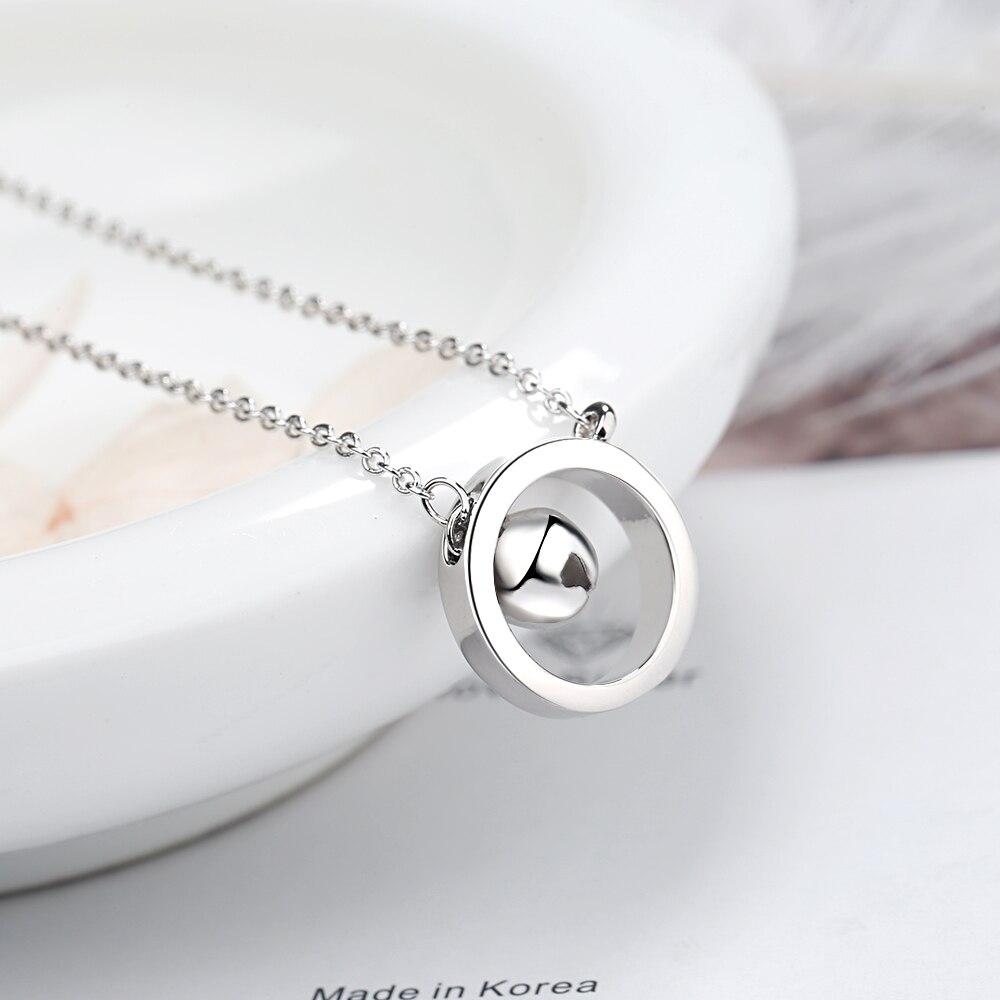 925 Sterling Silver Circle Little Bell Pendant Necklace Silver Clavicle Chain Necklace For Women Jewelry