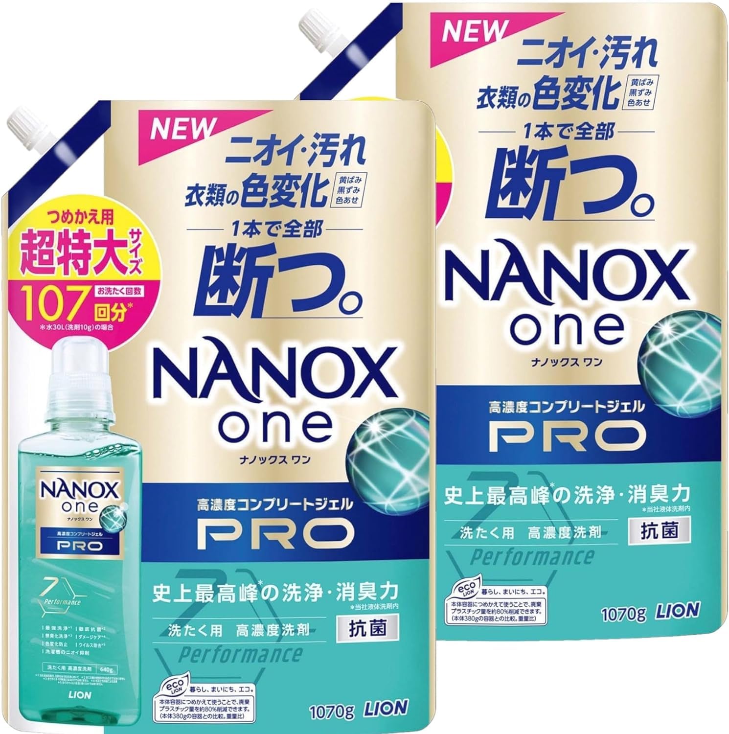 

NANOX one PRO Super Extra Large Laundry Detergent Liquid Refill 107 times 1070g x 2 [Bulk Purchase]
