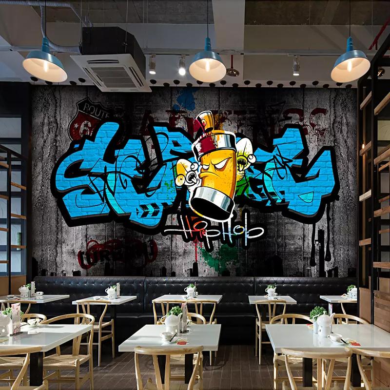 Retro Graffiti 3d Mural Art Wall Painting Wallpaper Cafe Bar Ktv Background Wall Decoration Mural