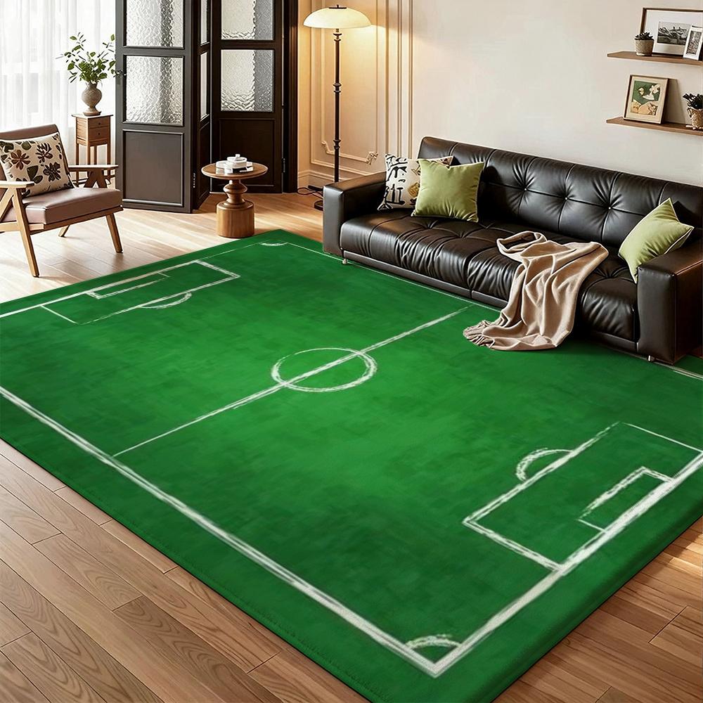 Green Soccer Field Indoor Rug Soft Nonslip Carpet For Living Room Play Area Hallway Home Party Decor Valentine'S Day Gift